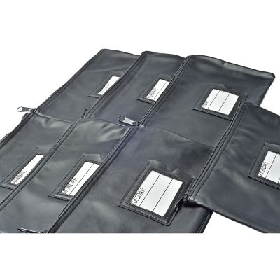 Image showing  Vinyl 7-Day Pack of Zippered Bank Deposit Cash and Coin Bags with Card Window, Black