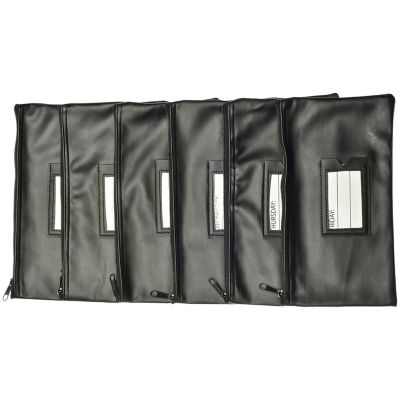 Image showing  Vinyl 7-Day Pack of Zippered Bank Deposit Cash and Coin Bags with Card Window, Black