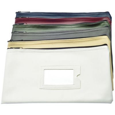 Image showing  Vinyl 7-Day Pack of Zippered Bank Deposit Cash and Coin Bags with Card Window, Assorted
