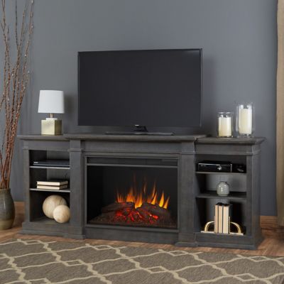 Real Flame 81.125 in. Eliot Grand Media Electric Fireplace in Antique Gray
