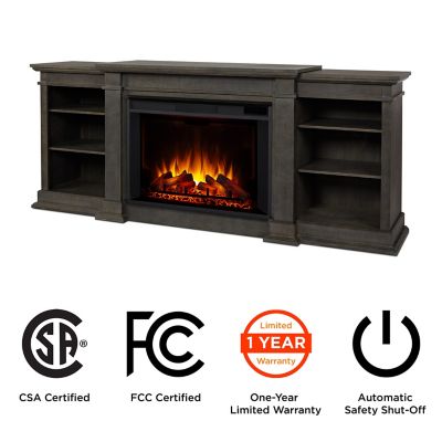 Image showing  81.125 in. Eliot Grand Media Electric Fireplace in Antique Gray
