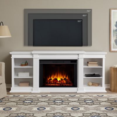 Real Flame 81.125 in. Eliot Grand Media Electric Fireplace in White