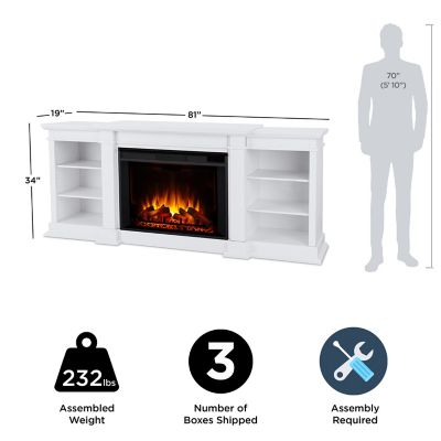 Image showing  81.125 in. Eliot Grand Media Electric Fireplace in White