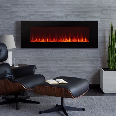 Real Flame Electric Indoor Dinatale Wall-Mounted Fireplace, 50 in., Black