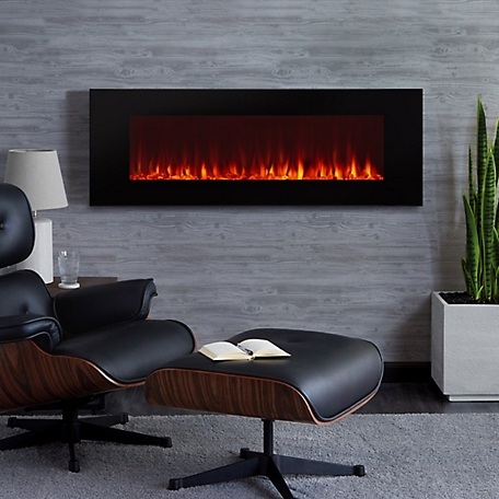 Real Flame 50 in. Dinatale Wall-Mounted Electric Fireplace, Black