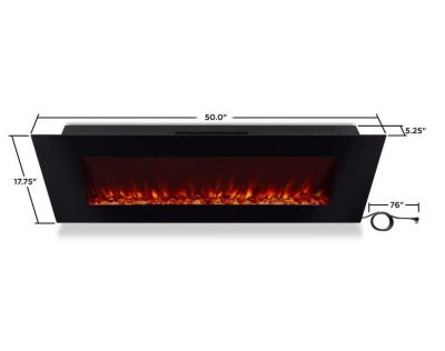 Image showing  Electric Indoor Dinatale Wall-Mounted Fireplace, 50 in., Black