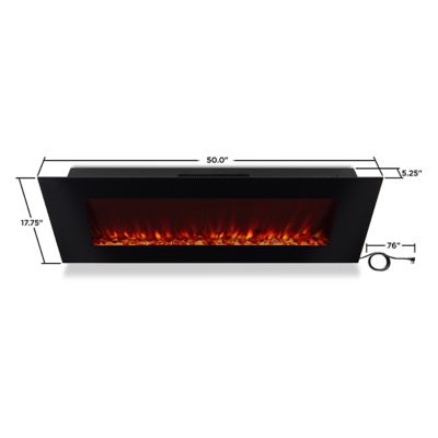 Image showing 7 th Real Flame Electric Indoor Dinatale Wall-Mounted Fireplace, 50 in., Black
