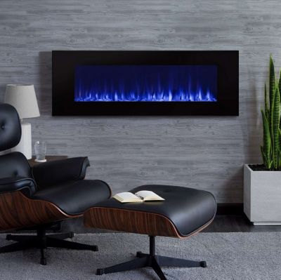 Image showing 8 th Real Flame Electric Indoor Dinatale Wall-Mounted Fireplace, 50 in., Black