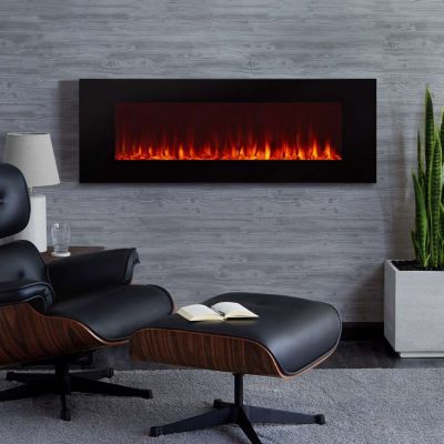 Image showing 9 th Real Flame Electric Indoor Dinatale Wall-Mounted Fireplace, 50 in., Black