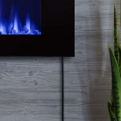 Image showing 12 th Real Flame Electric Indoor Dinatale Wall-Mounted Fireplace, 50 in., Black