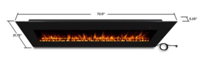 Image showing 5 th Real Flame Electric Indoor Corretto Wall-Mounted Fireplace, 72 in., Black
