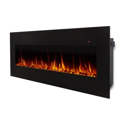 Image showing 7 th Real Flame Electric Indoor Corretto Wall-Mounted Fireplace, 72 in., Black