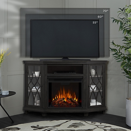 Real Flame 56.26 in. Lynette Corner Media Electric Fireplace, Gray