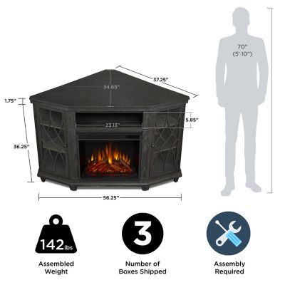 Image showing  56.26 in. Lynette Corner Media Electric Fireplace, Gray