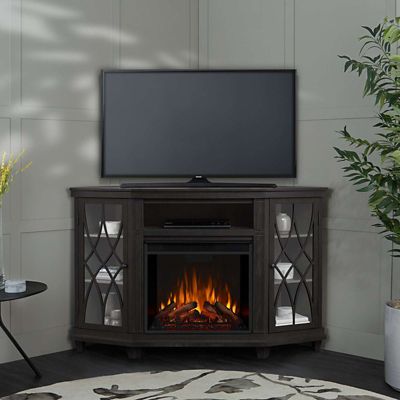 Image showing  56.26 in. Lynette Corner Media Electric Fireplace, Gray