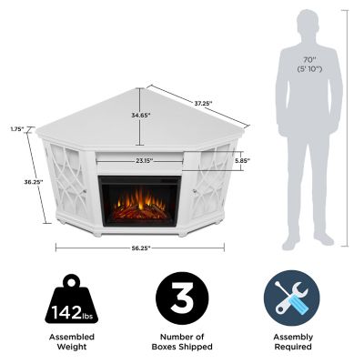 Image showing  56.26 in. Lynette Corner Media Electric Fireplace, White