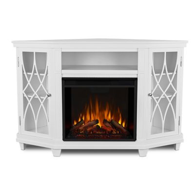 Image showing  56.26 in. Lynette Corner Media Electric Fireplace, White
