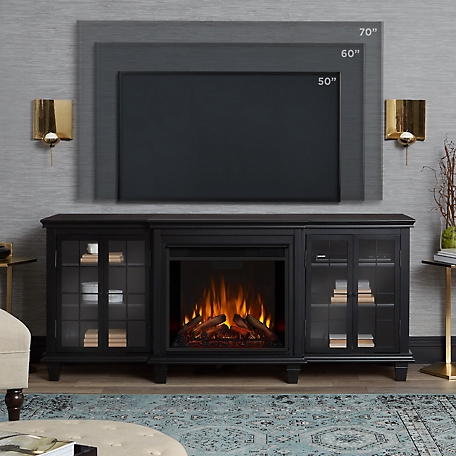 Real Flame 70 in. Marlowe Media Electric Fireplace, Black