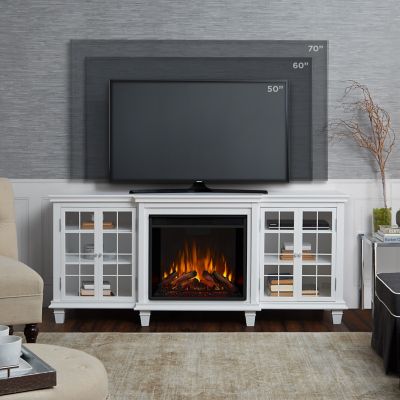 Real Flame 70 in. Marlowe Media Electric Fireplace, White