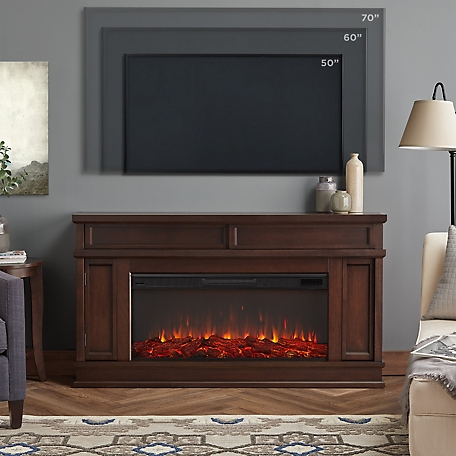 Real Flame 60.125 in. Torrey Landscape Electric Fireplace, Dark Walnut