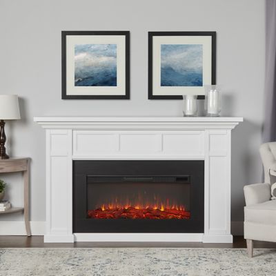 Real Flame 74.75 in. Alcott Landscape Electric Fireplace in White