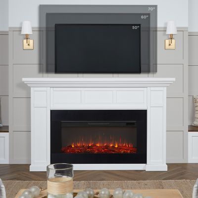 Image showing  74.75 in. Alcott Landscape Electric Fireplace in White