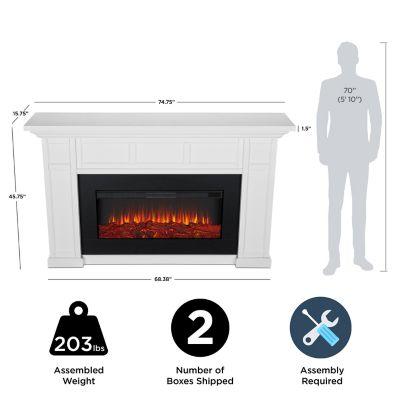 Image showing  74.75 in. Alcott Landscape Electric Fireplace in White