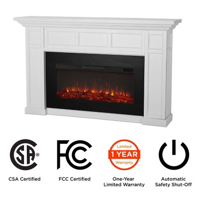 Image showing  74.75 in. Alcott Landscape Electric Fireplace in White