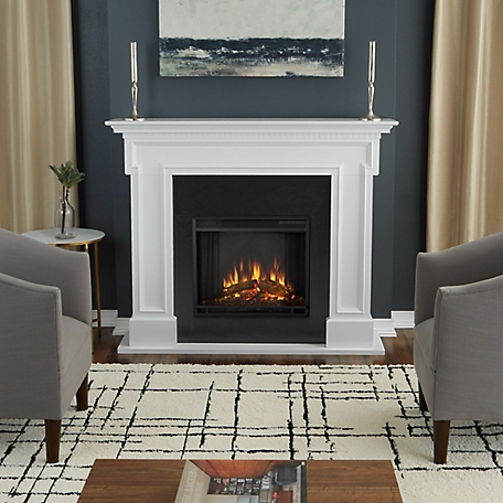 Real Flame 54.38 in. Thayer Electric Fireplace, White
