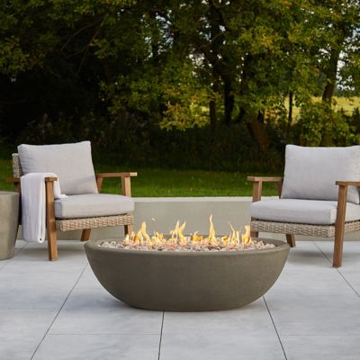 Real Flame 48.25 in. x 28.25 in. Riverside Oval Propane Gas Fire Bowl, Glacier Gray