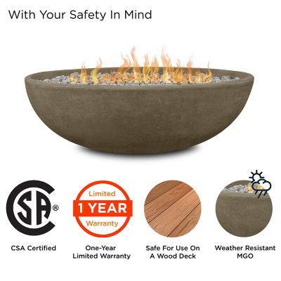 Image showing  48.25 in. x 28.25 in. Riverside Oval Propane Gas Fire Bowl, Glacier Gray