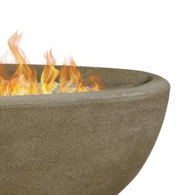 Image showing 5 th Real Flame 48.25 in. x 28.25 in. Riverside Oval Propane Gas Fire Bowl, Glacier Gray