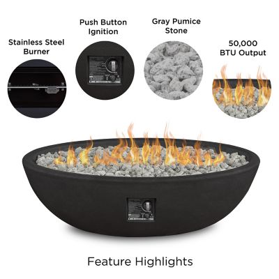 Image showing  48.25 in. x 28.25 in. Riverside Oval Propane Gas Fire Bowl, Shale