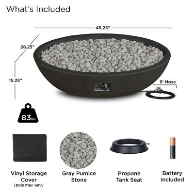 Image showing  48.25 in. x 28.25 in. Riverside Oval Propane Gas Fire Bowl, Shale