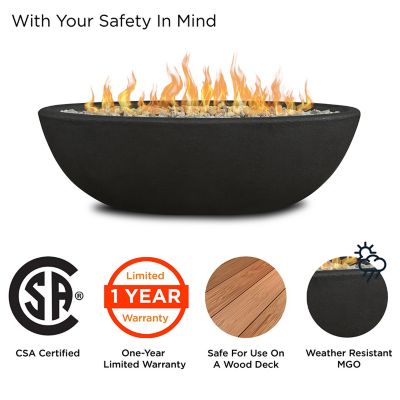 Image showing  48.25 in. x 28.25 in. Riverside Oval Propane Gas Fire Bowl, Shale
