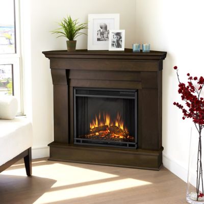Real Flame 40.9 in. Chateau Corner Electric Fireplace in Dark Walnut