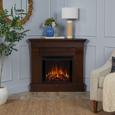 Real Flame 40.9 in. Chateau Corner Electric Fireplace in Dark Walnut