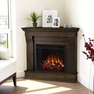 Image showing  40.9 in. Chateau Corner Electric Fireplace in Dark Walnut