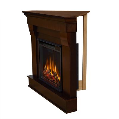 Image showing 7 th Real Flame 40.9 in. Chateau Corner Electric Fireplace in Dark Walnut
