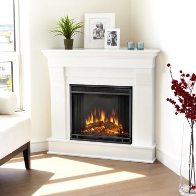 Real Flame 40 in. Chateau Corner Electric Fireplace in White