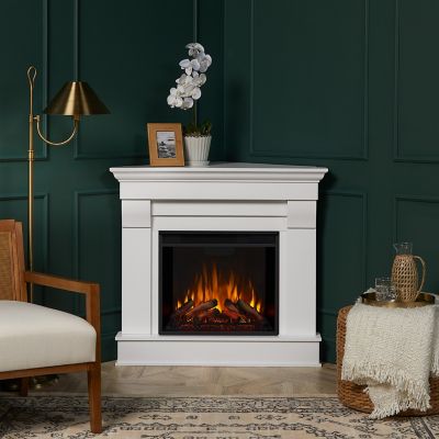 Real Flame Electric Indoor Chateau Corner Fireplace, 40 in., White