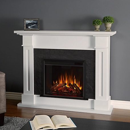 Real Flame 53.5 in. Kipling Electric Fireplace, White