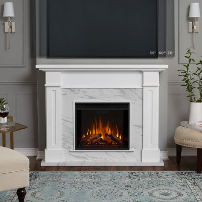 Image showing  Electric Indoor Kipling Fireplace, 53.5 in., White Faux Marble