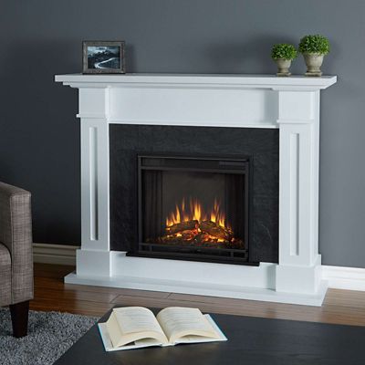 Image showing  Electric Indoor Kipling Fireplace, 53.5 in., White Faux Marble