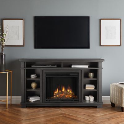 Real Flame 56.125 in. Belford Media Electric Fireplace in Gray