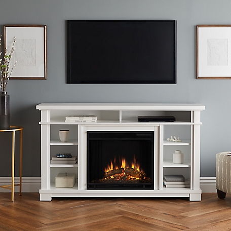 Real Flame 56.125 in. Belford Media Electric Fireplace in White