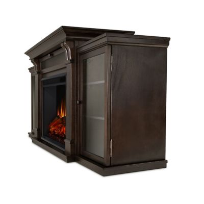 Image showing 5 th Real Flame 67 in. Calie Media Electric Fireplace in Dark Walnut