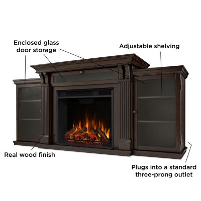 Image showing 6 th Real Flame 67 in. Calie Media Electric Fireplace in Dark Walnut