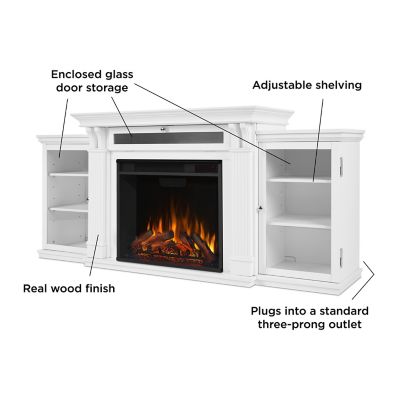 Image showing 6 th Real Flame 67 in. Calie Media Electric Fireplace in White