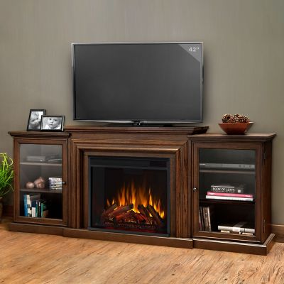 Real Flame 72 in. Frederick Media Center Electric Fireplace in Chestnut Oak